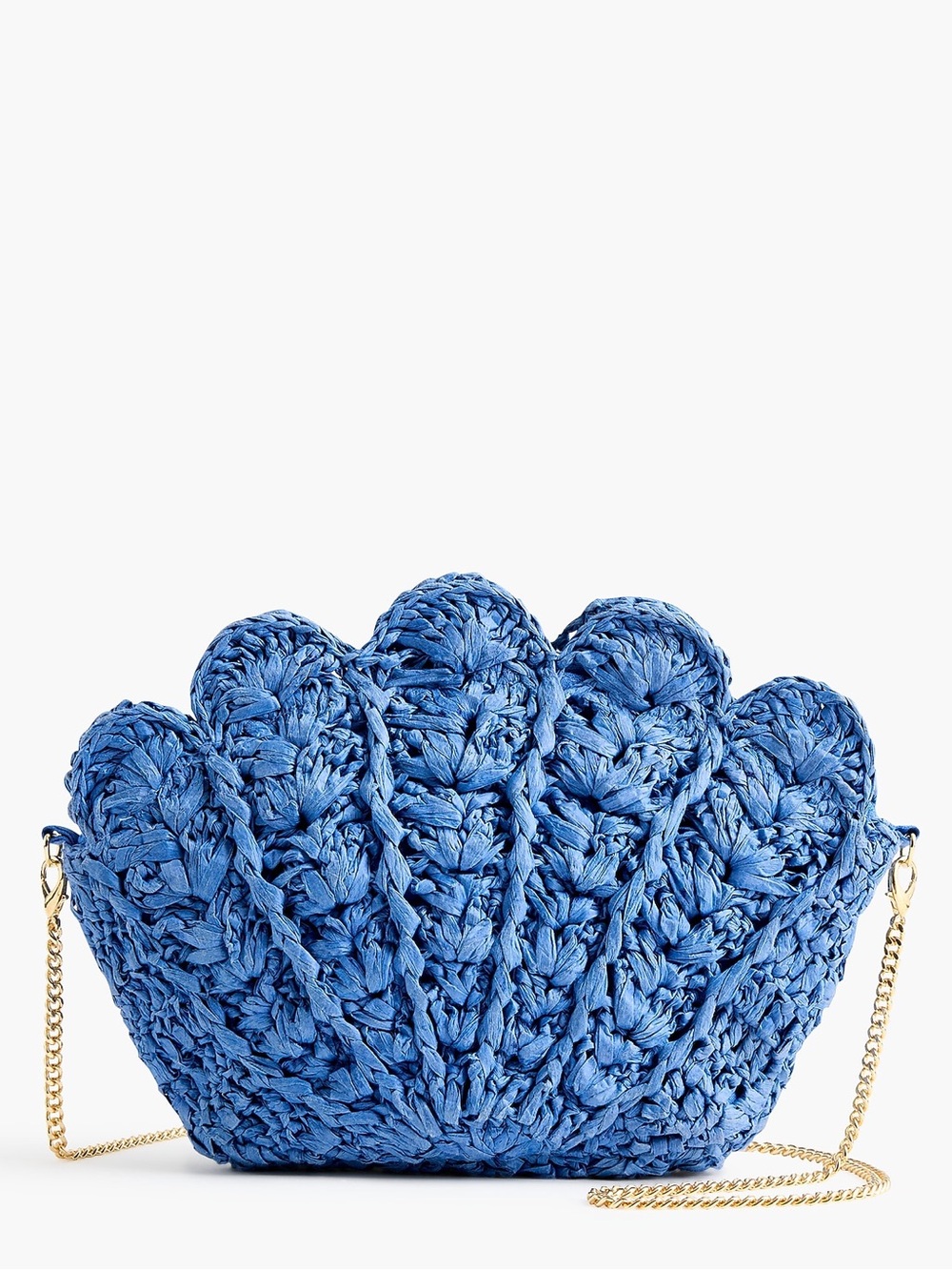 J. Crew Factory Blue Woven Shell Crossbody with Gold Chain